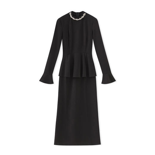 「高货wl」全新升级【铂金会员339/天猫459/差价120】(43711)洛诗琳法式通勤显瘦气质连衣裙2025秋季减龄镶钻收腰裙 商品图4