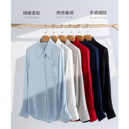 【洗后免熨烫 不易褶皱 垂坠顺滑版型好】SIMINANA女士氧气云感衬衫 多色可选 商品图14