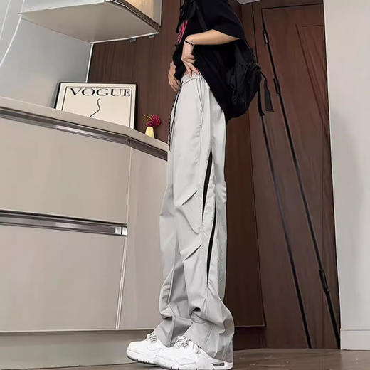 浅灰色速干冲锋裤男款秋季拼接设计感网眼透气裤子美式伞兵工装裤 商品图3