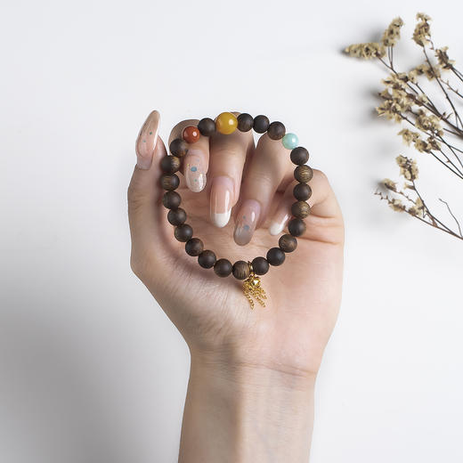 xy0548沉香+蜜蜡南红翡翠手串 商品图8