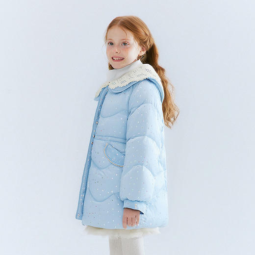 笛莎Deesha 童装女童羽绒服2025冬新款女童甜美大翻领收腰羽绒服 商品图1