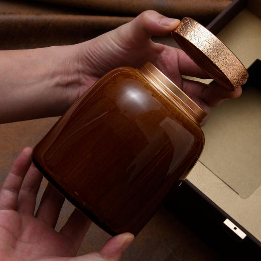 茶韵皮盒【双瓷罐 咖色】130元一套/一箱10套 商品图6