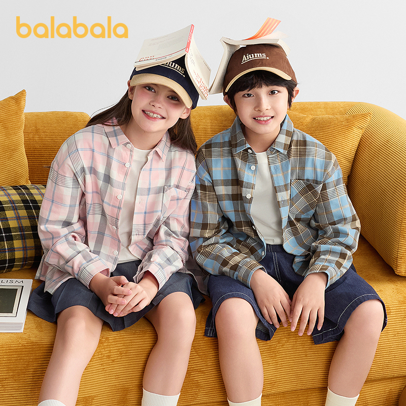 巴拉巴拉儿童衬衫长袖亲子装舒适超柔绒宽松柔软亲肤