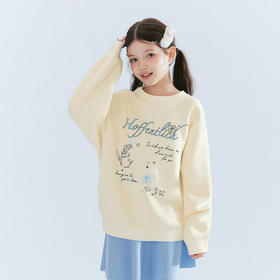 笛莎Deesha 童装女童卫衣2025冬新款女童甜美印花圆领卫衣