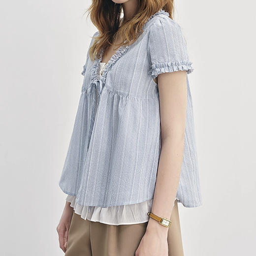 裁缝学苑AS558木耳边假两件衬衫纸样女装新款V领小衫服装打板 商品图3