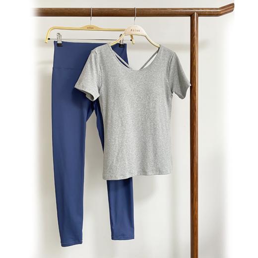 壁虎瑜伽【2310SY245+小糯弹】棉美背螺纹短袖两件套（一体式胸垫）【发货】 商品图5