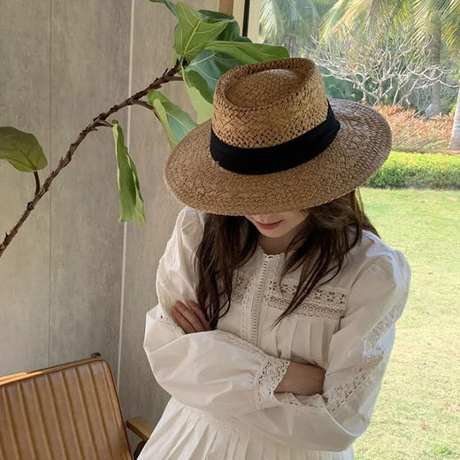 【YW】无忧购法式复古老钱风镂空平顶草帽海边度假风遮阳帽653（截单后3-5天发货) 商品图10