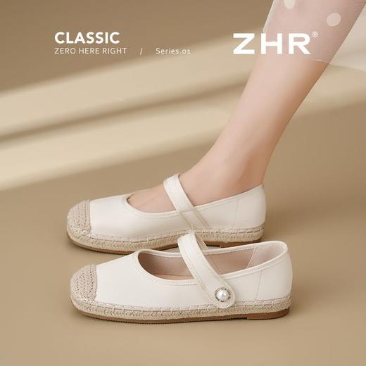 ZHR则则编织单鞋洋气渔夫鞋2025新款珍珠饰扣一脚蹬ins魔术贴女鞋 商品图7