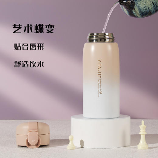 男女新款渐变色保温杯ins风便携304不锈钢杯子简约弹跳盖水杯 商品图4