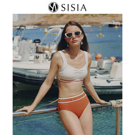 sisia新款法式泳衣女高级感分体保守遮肚显瘦海边度假泡温泉SWB25-03B