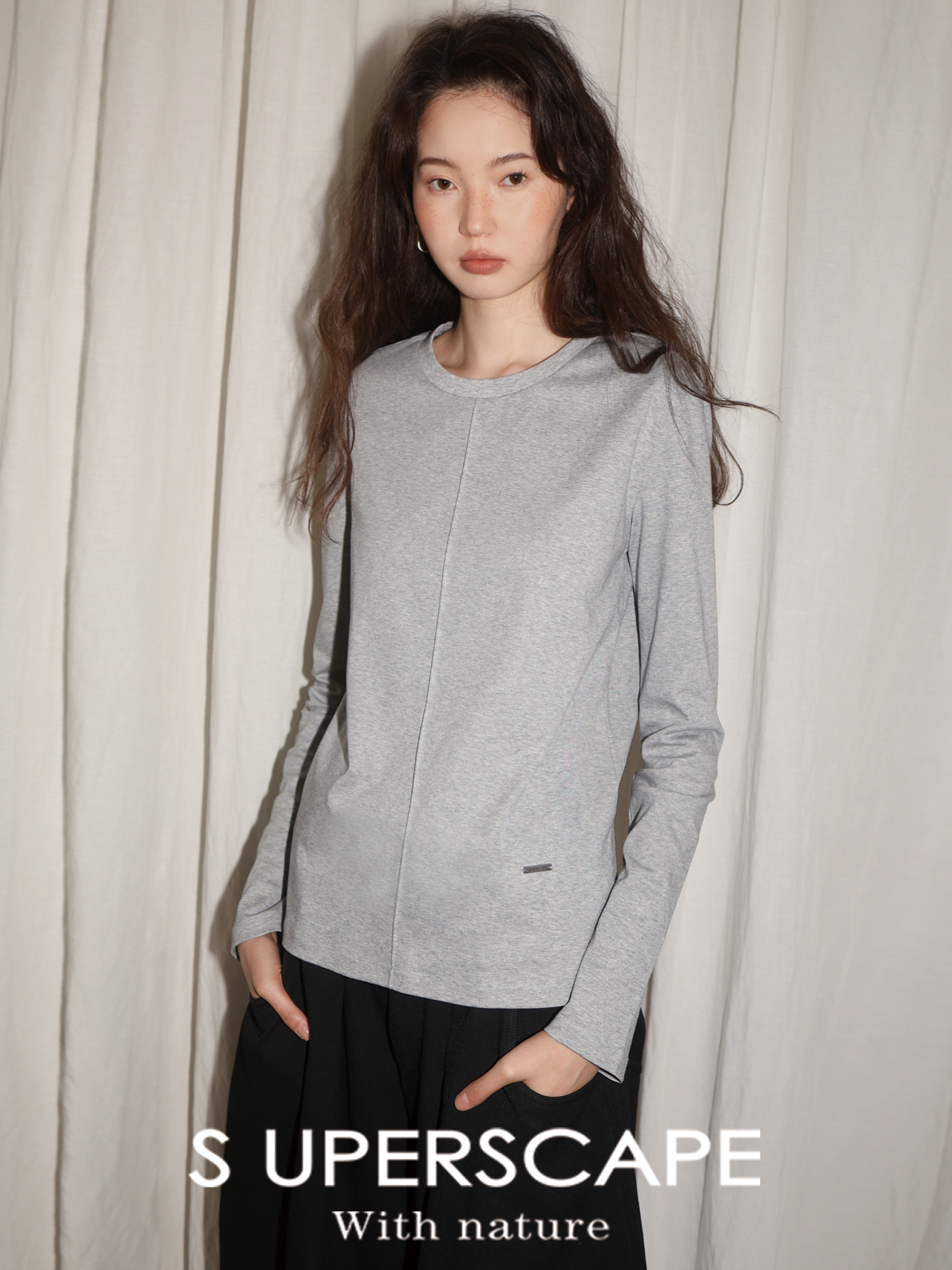 【8/25新品】素舶 优质长绒棉奶油棉柔软亲肤舒适基础圆领长袖直筒T恤上衣