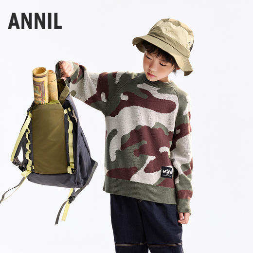 【炫酷迷彩毛衣】男童圆领长袖针织衫冬季新款安奈儿童装EB544549 商品图1