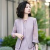 西子【迷雾玫瑰】/醋酸叶脉格绞综立体剪裁薄款气质灰紫色西装外套/WTTJ252 商品缩略图3