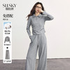【08/19新品】熙世界灰色休闲套装女2025秋季新款通勤运动翻领上衣阔腿裤两件套 商品缩略图0