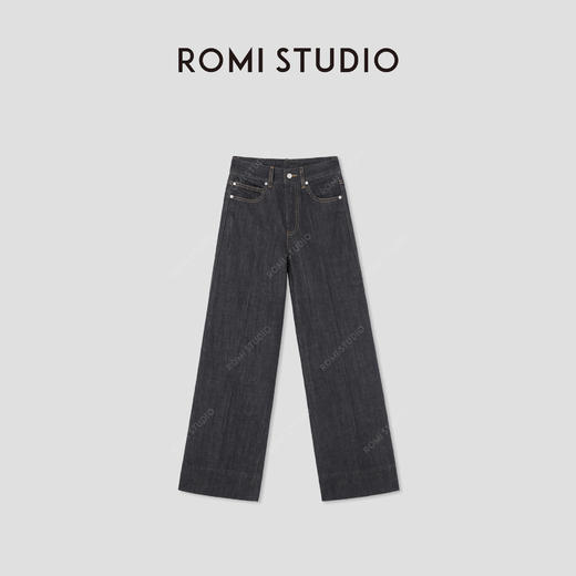 ROMI STUDIO“时尚休闲”长绒棉高士线挺括翻边阔腿裤 RW24WXD1352 商品图4