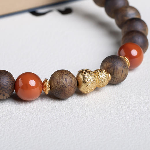 xy0554沉香+南红非洲翠手串 商品图4