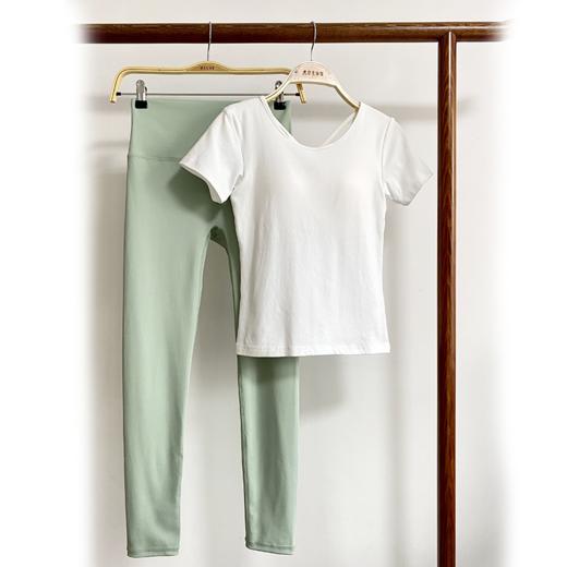 壁虎瑜伽【2310SY245+小糯弹】棉美背螺纹短袖两件套（一体式胸垫）【发货】 商品图3