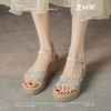 ZHR则则6.5CM坡跟凉鞋女水钻仙女风凉鞋女外出百搭气质高跟鞋夏季 商品缩略图7