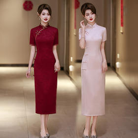 SC21876红色传统长款改良旗袍2025新款女喜婆婆旗袍婚宴装喜妈妈结婚喜服