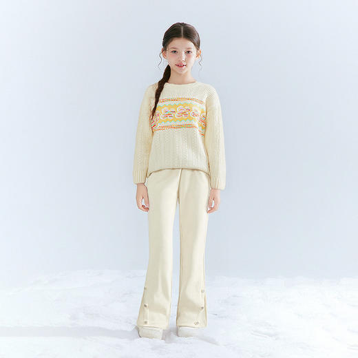 笛莎Deesha 童装女童裤子2025冬新款女童微喇简约长裤 商品图2