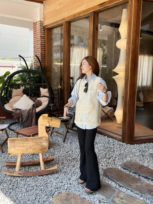 2508401    国风“白描画” 勾线手工 羊毛针织背心 商品图4