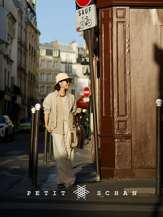 PETIT SCHAN小闪 CLO#888 Wayfarer 流浪者 纯亚麻拼接不对称设计长袖休闲衬衫 商品图2