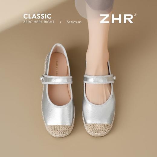 ZHR则则编织单鞋洋气渔夫鞋2025新款珍珠饰扣一脚蹬ins魔术贴女鞋 商品图3
