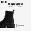 MIO米奥马丁靴中跟圆头厚底增高时装靴潮流饰扣女靴M255652113 商品缩略图4