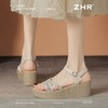ZHR则则6.5CM坡跟凉鞋女水钻仙女风凉鞋女外出百搭气质高跟鞋夏季 商品缩略图9