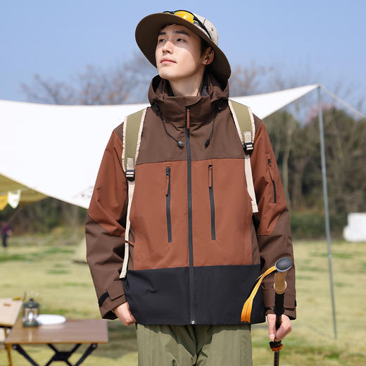 LUCKY DEER/幸运鹿情侣款防风防泼水拼色羽绒三合一冲锋衣 商品图2