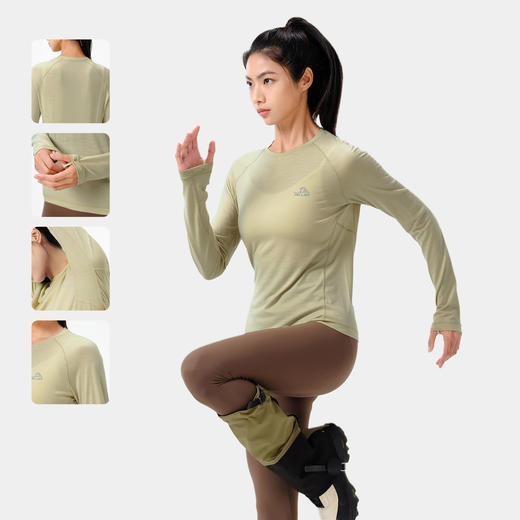 【P系列】伯希和户外美利奴羊毛T恤女亲肤透气运动上衣长袖打底衫 商品图4