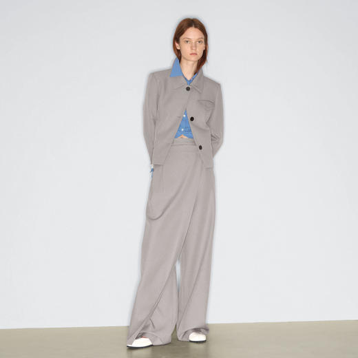 lost in echo2025早秋新款独特活片双层修身显瘦直筒长裤休闲裤子 商品图3