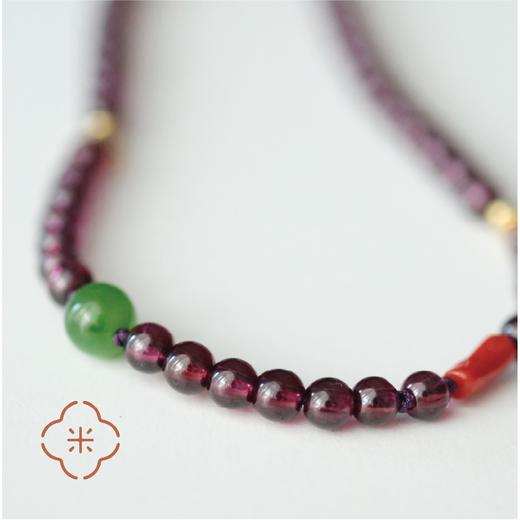 米马饰品 石榴石珊瑚碧玉脚链 银镀金簸箕纳福链 气血润行 好运随身 商品图1