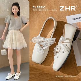 ZHR则则精致钻扣玛丽珍鞋女2025新款蕾丝软底甜美ins舒适时尚单鞋