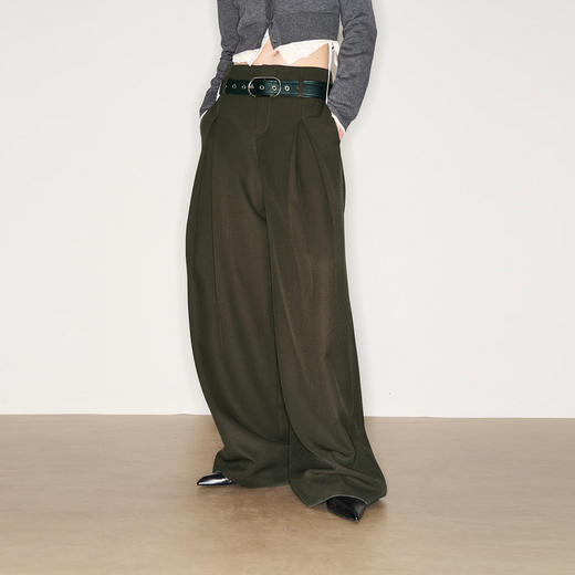 lost in echo2025早秋新款宽松落肩口袋翻领西装无腰头阔腿西装裤 商品图4