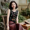 西子/【七彩葫芦】非遗红云纱重磅24姆米桑蚕丝七彩“瑞葫祥纹“印花黑色背心/DDTJ284 商品缩略图3