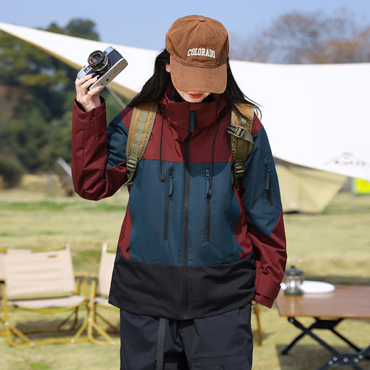 LUCKY DEER/幸运鹿情侣款防风防泼水拼色羽绒三合一冲锋衣 商品图4