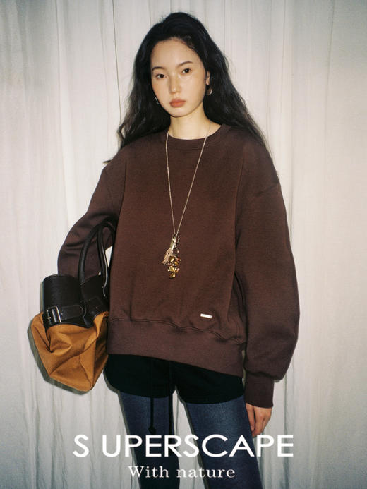 【8/25新品】素舶 空气感棉混纺柔软挺阔三色基础圆领慵懒随性廓形卫衣 商品图0