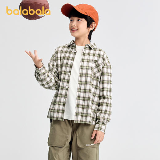 巴拉巴拉儿童衬衫长袖亲子装舒适超柔绒宽松柔软亲肤 商品图1