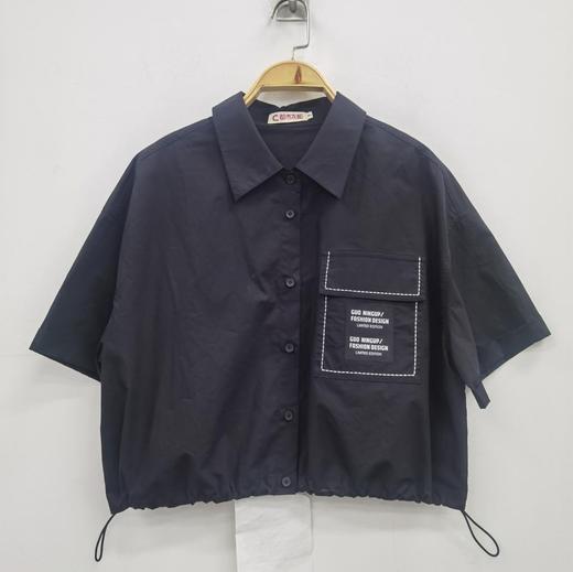 NC单口袋下摆抽绳短袖衬衫50628（黑）夏季253040010321 商品图1