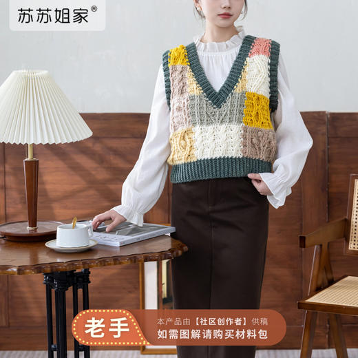 苏苏姐家时光便签手工diy钩针自制粗羊毛线背心编织毛线团材料包 商品图0