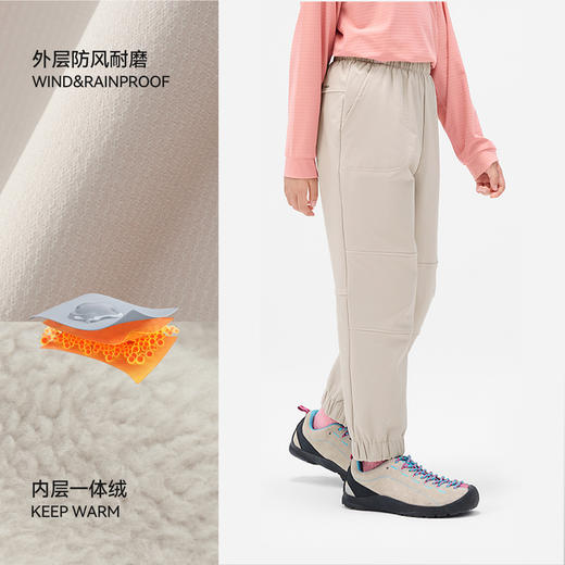 伯希和户外儿童软壳裤防风科技加绒保暖亲肤耐磨透气休闲裤 商品图3