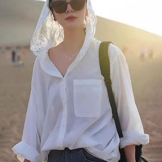 白月光蕾丝连帽设计感衬衫 商品图5