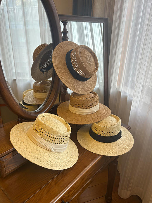 【YW】无忧购法式复古老钱风镂空平顶草帽海边度假风遮阳帽653（截单后3-5天发货) 商品图11