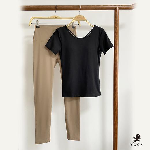 壁虎瑜伽【2310SY245+小糯弹】棉美背螺纹短袖两件套（一体式胸垫）【发货】 商品图0