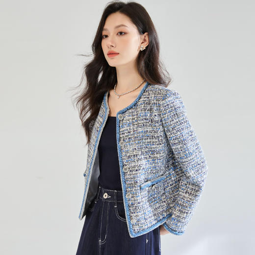 「高货sh」全新升级【铂金会员339/天猫459/差价120】(45113)高级感重工编织外套2025秋季新款亮丝小香风粗花呢外套女 商品图4