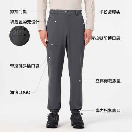 伯希和户外软壳裤男夏季防风防水工装裤高弹透气跑步长裤徒步裤子 商品图4