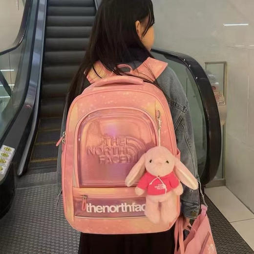 韩国订单 正品 The North Face 四件套双肩背包，学生书包,补习包，救生口哨 公仔挂件
粉色，紫色 商品图11