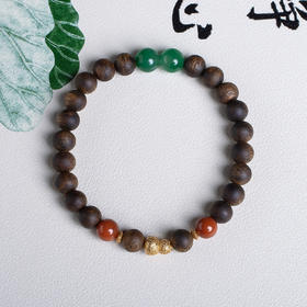 xy0554沉香+南红非洲翠手串