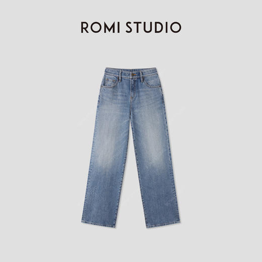 ROMI STUDIO“复古丹宁”高腰回弹不易皱石磨酵洗牛仔裤 RWBWXD1678  商品图0
